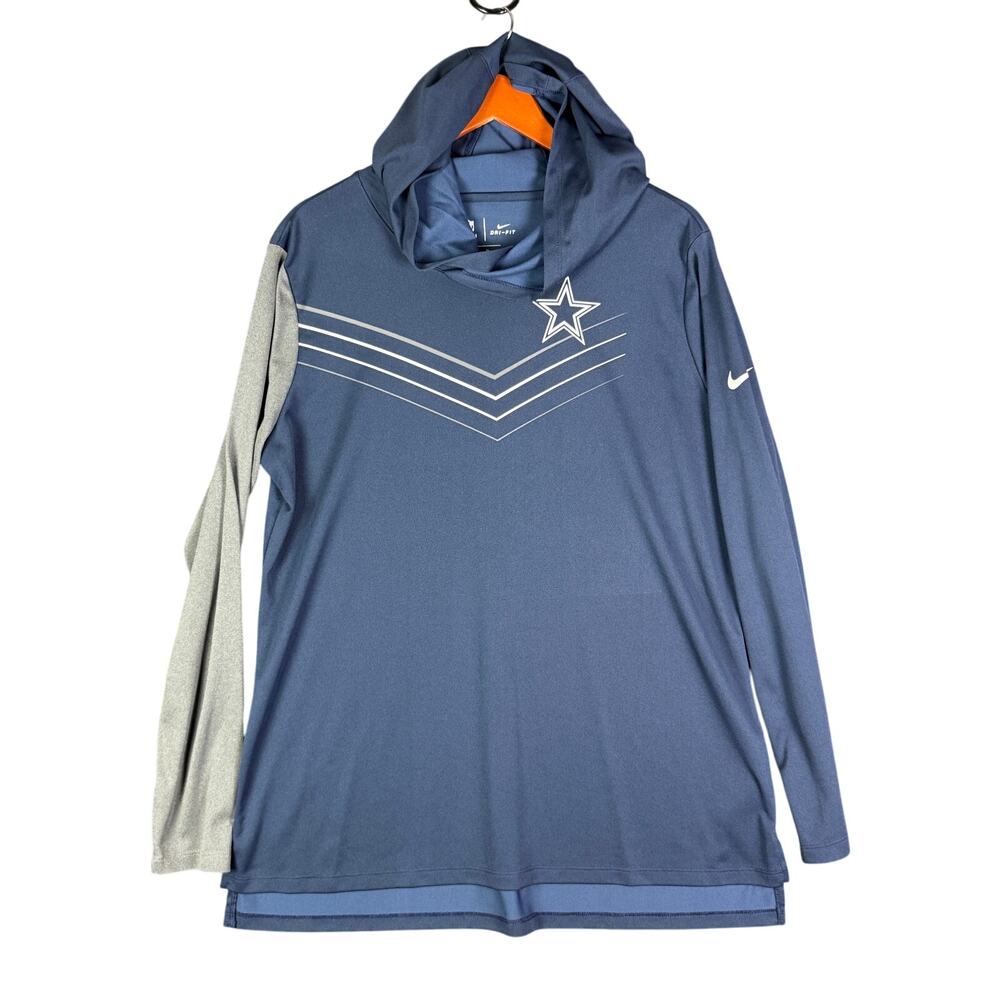 Nike Dallas Cowboys NFL Chevron Long Sleeve Lightweight Hoodie Blue Womens XL